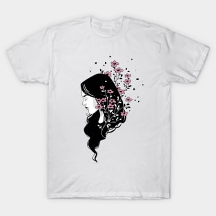 Floral portrait T-Shirt